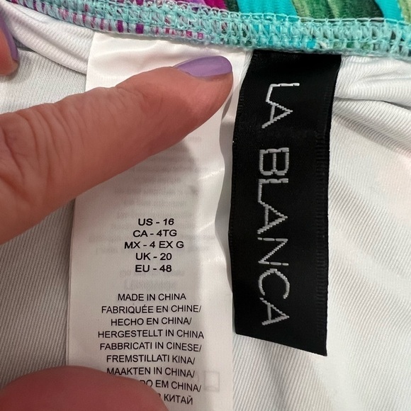 La blanca NWT tropical bikini bottom with ruched skirt size 16 - Picture 2 of 10